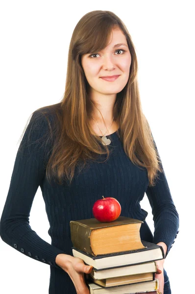 Studente sorridente in possesso di libri — Foto Stock