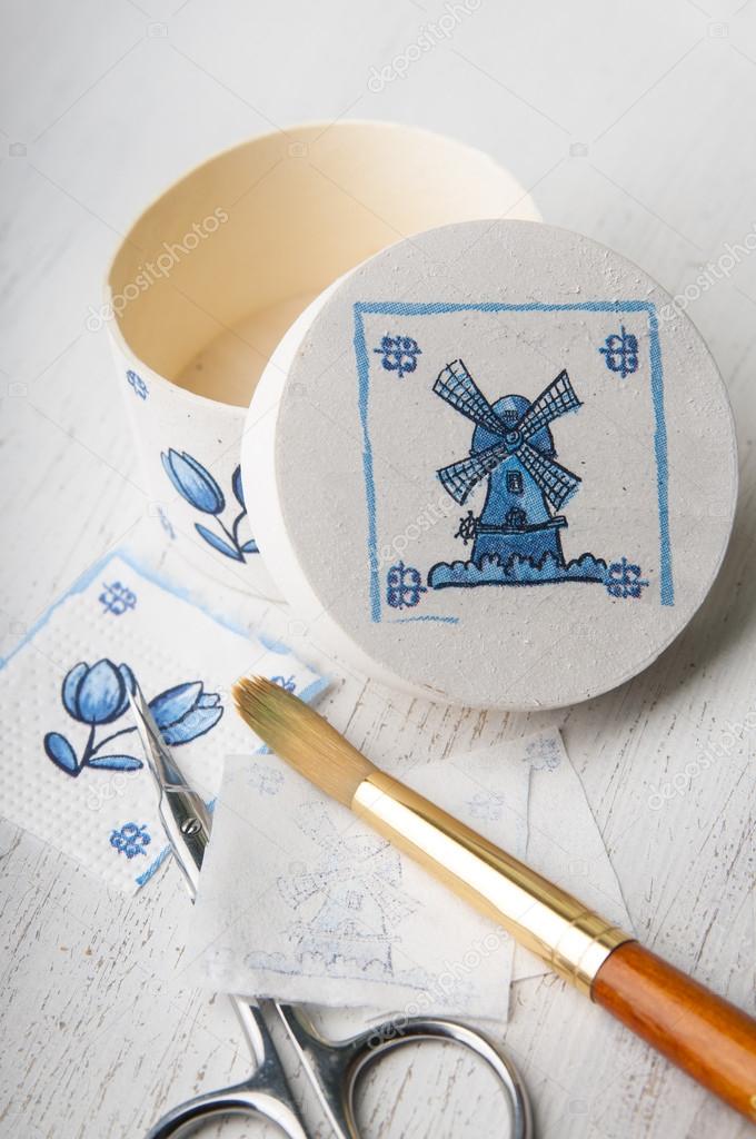 Decoupage round box with windmill Stock Photo by ©nankaphoto 38666925
