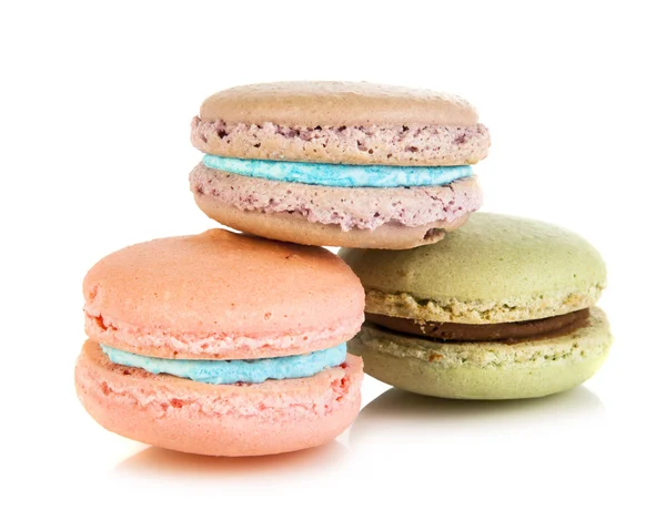 Tre macaron francesi colorati — Foto Stock