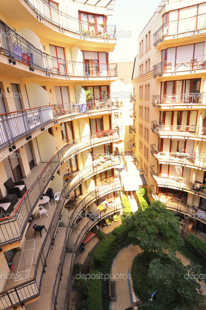 Oval apartment complex in Budapest