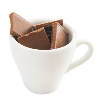 fincan çikolata dilimleri ile