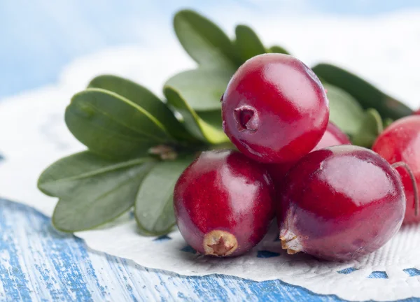 Fresh cranberries with leaves — Free Stock Photo