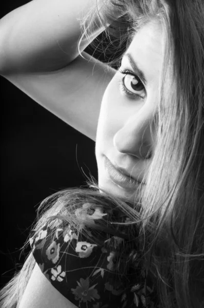 Sensual woman touching her hair — Stock Photo, Image