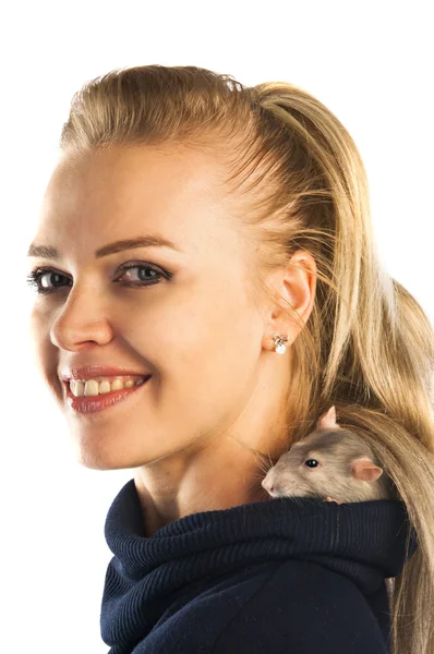 Жінка з пацюком — стокове фото