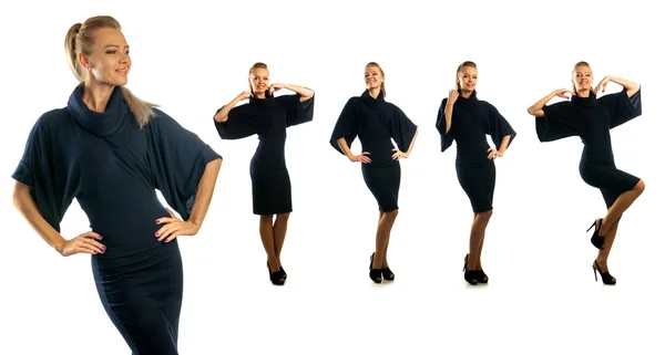 Vrouw in elegante zwarte jurk — Stockfoto
