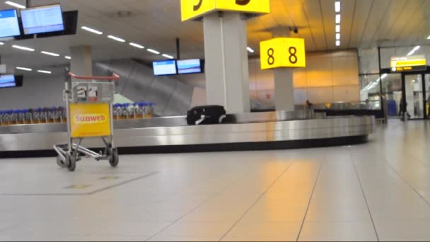 Baggage carousel at the Amsterdam Airport — Stock Video