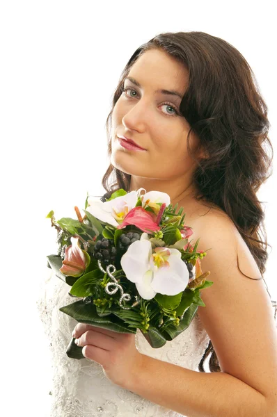 Sposa con bouquet — Foto Stock