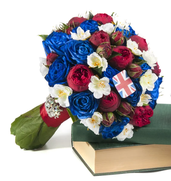 Bouquet mawar biru dan merah — Stok Foto