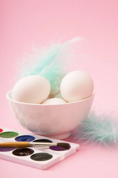 Watercolors with Easter eggs — Stock Photo, Image