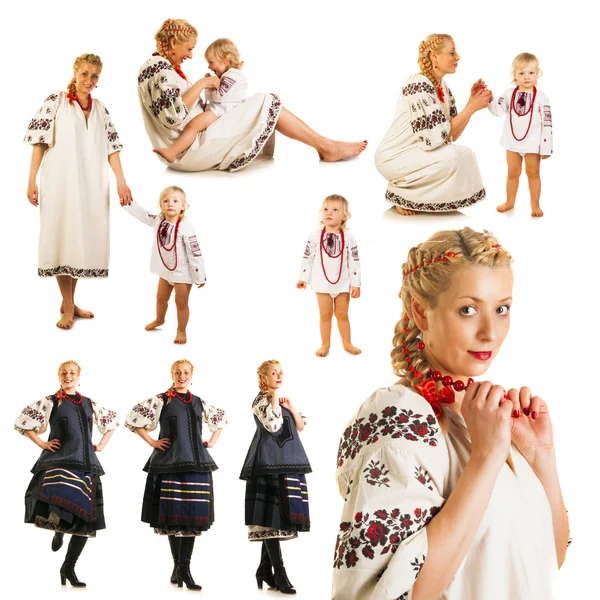 Ukrainian mother and daughter collage — Stock Photo, Image