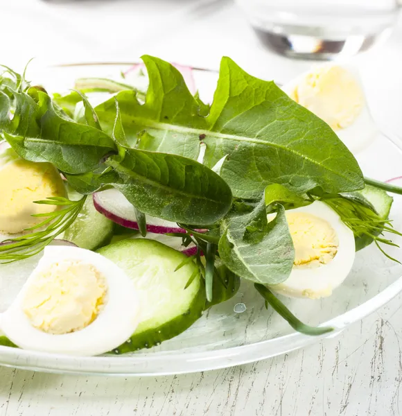 Spring salad with dandelion leaves — Free Stock Photo
