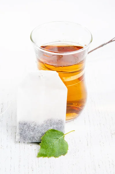 Birch tea and tea bag — Stock Photo, Image