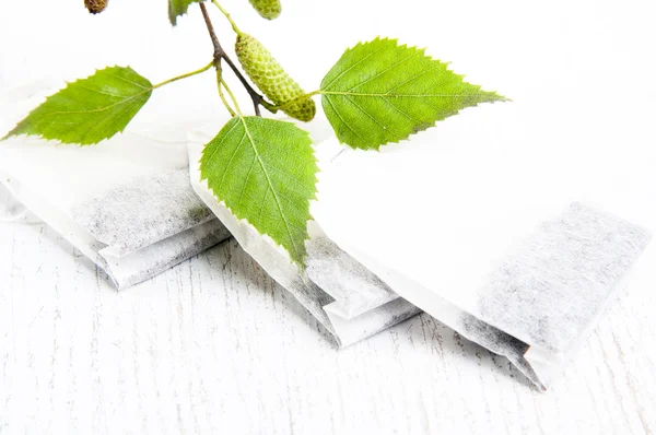 Birch tea bags — Stock Image Birch tea bags Royalty Free Stock Images