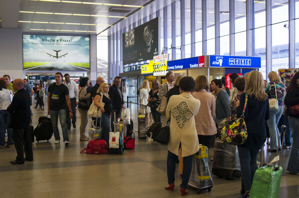 People in the Vaclav Havel Airport