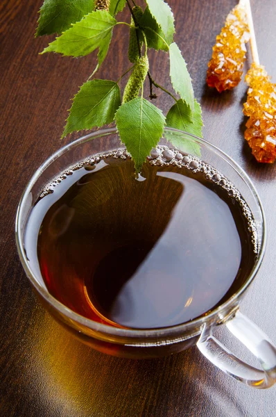 Cup of birch tea — Stock Photo, Image