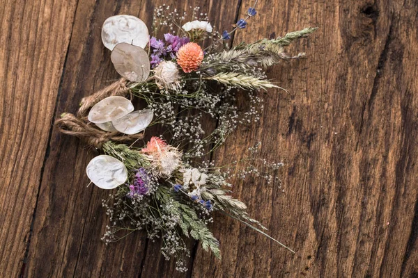 Bos Wilde Weide Zomer Boeket Die Rustieke Boeket Gedroogde Bloemen — Stockfoto