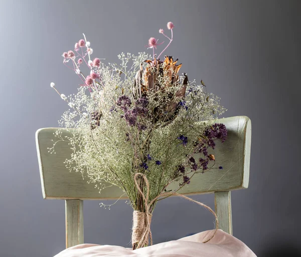 Bos Wilde Weide Zomer Boeket Die Rustieke Boeket Gedroogde Bloemen — Stockfoto