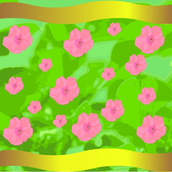 Fundo verde com flores —  Vetores de Stock