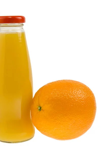 Orange juice bottle with orange fruit. The file includes clippin — Stock Photo, Image