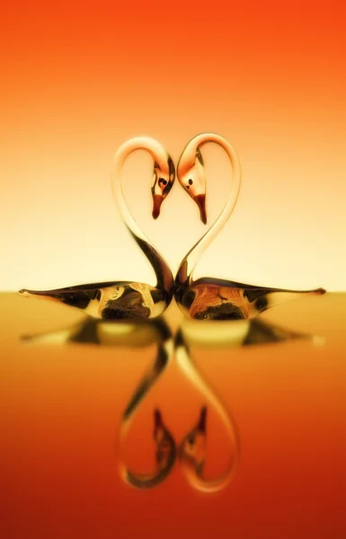 St. Valentine background with two swans in love — Stock Photo, Image