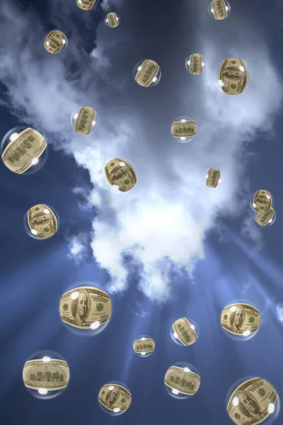 Bulles de dollar dans le ciel — Photo