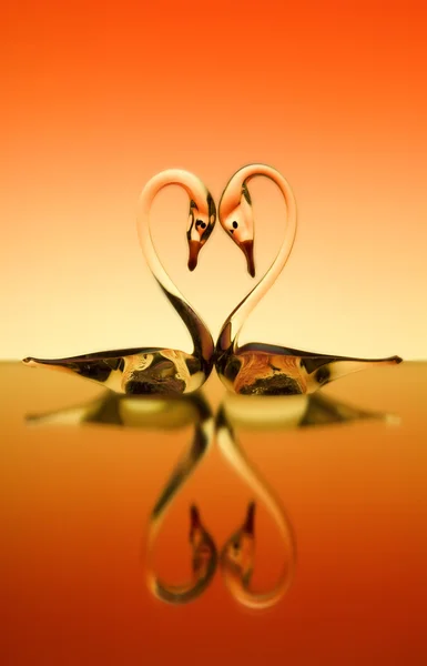 St. Valentine background with two swans in love Stock Picture