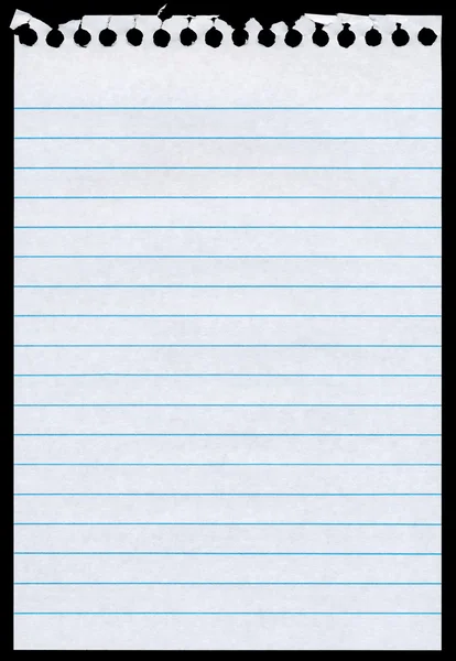 boş yırtık notepaper izole sayfa siyah arka plan beyaz astarlı.