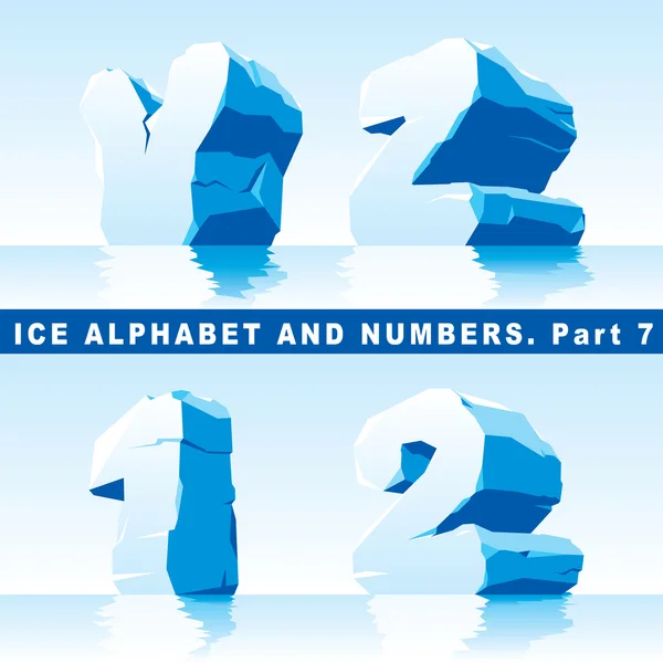 Ice alphabet Part 7 and numbers Part 1 — Stock Vector