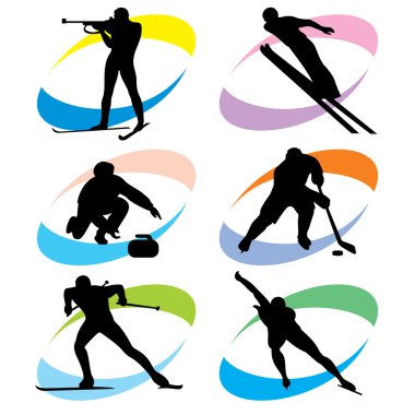kış spor Icons set