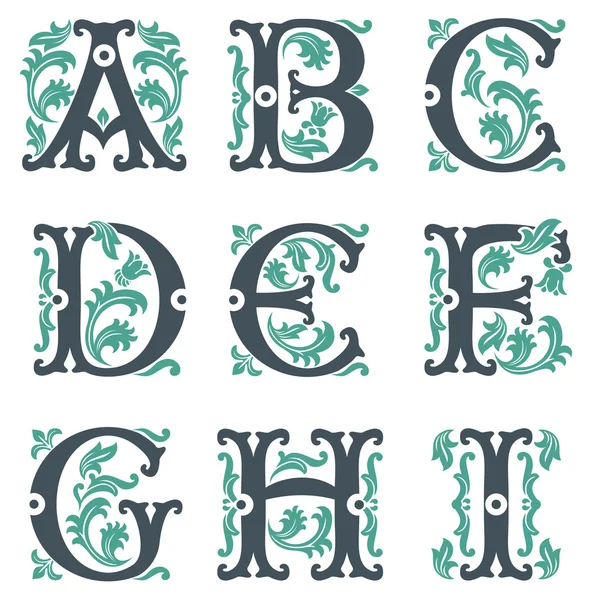 Vintage alphabet. Part 1 — Stock Vector
