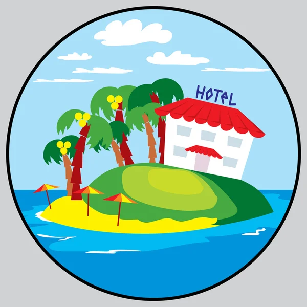 Παραλία ξενοδοχείο έμβλημα — Διανυσματικό Αρχείο