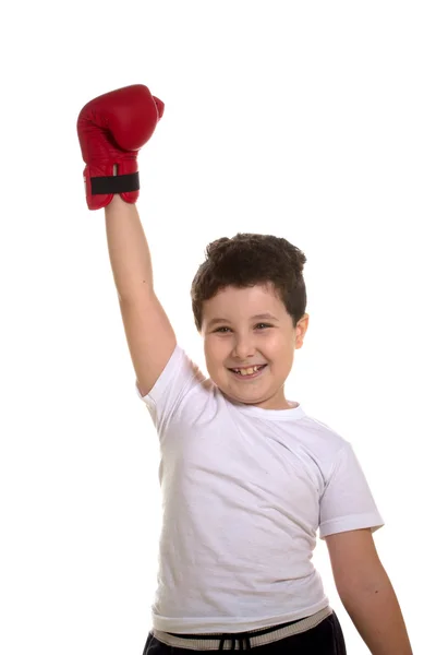 Portret młodego bokser szkolenia na białym tle — Zdjęcie stockowe