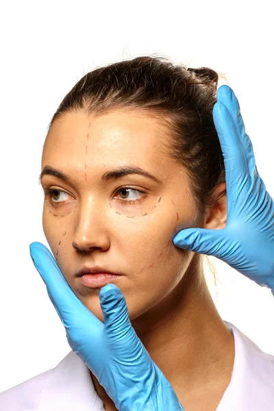 Survey before plastic surgery. — Stock Photo, Image