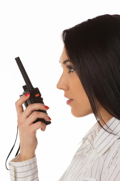 Business woman on the walkie-talkie — Stock Photo, Image