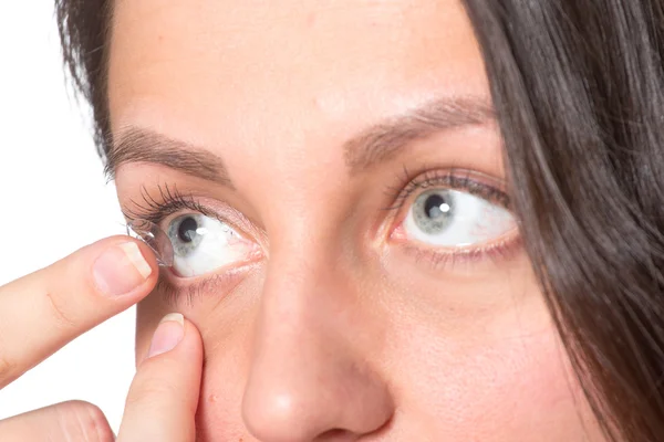 Kontakt lensler ile genç kadın — Stok fotoğraf