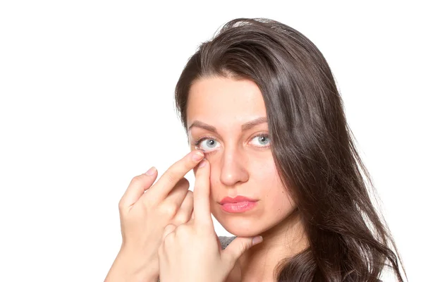 Young woman with contact lenses — Stock Photo, Image