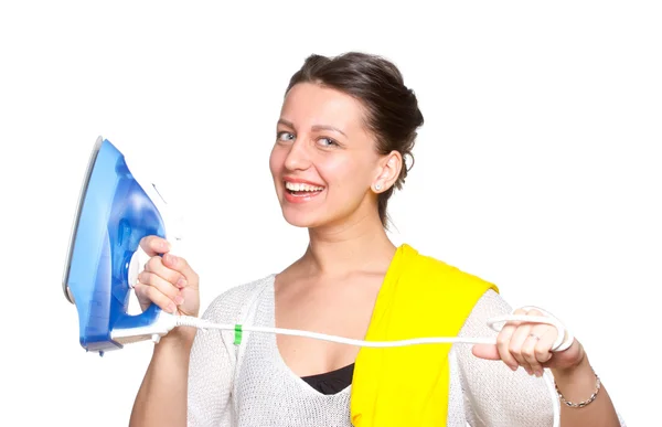 Woman with iron — Stock Photo, Image