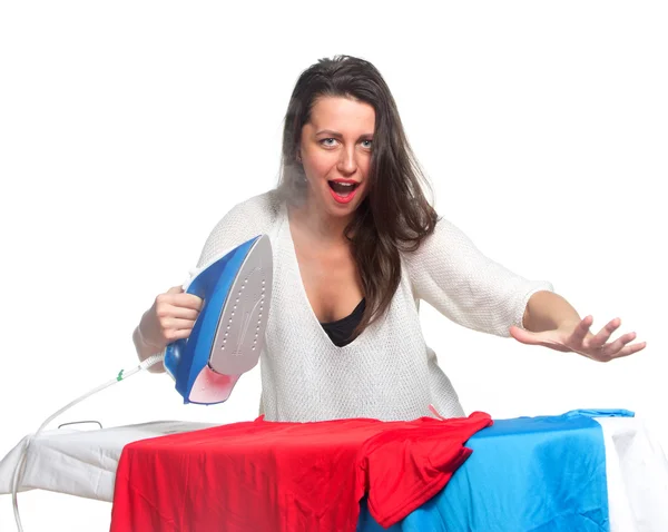 Ironing woman — Stock Photo, Image