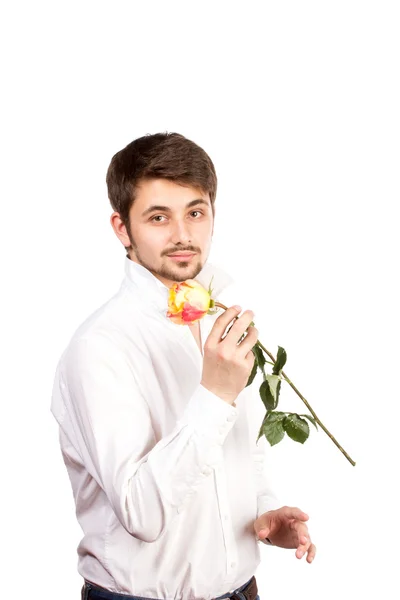 Uomo con rosa — Foto Stock