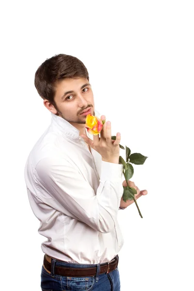 Hombre con rosa — Foto de Stock