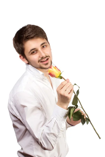 Mann mit Rose — Stockfoto