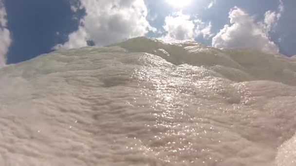 Water on calcium wall in pamukkale — Stock Video