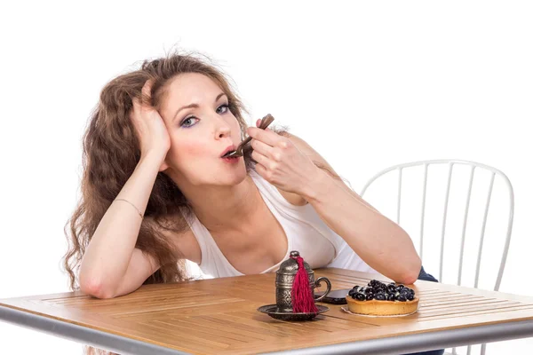 Mulher encantadora em um restaurante — Fotografia de Stock