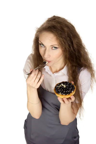 Mujer disfrutar de pastel —  Fotos de Stock