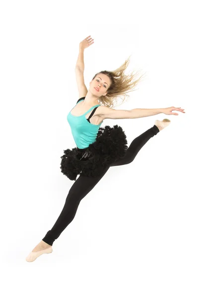 Modern dancer woman poses studio on white background — Stock Photo, Image