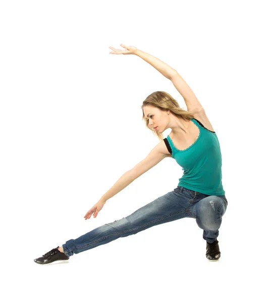 Frau macht Stretchübung — Stockfoto