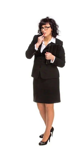 Cheerful senior business woman with Tablet computer — Stock Photo, Image