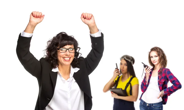 Successful senior business woman with her team on background — Stock Photo, Image
