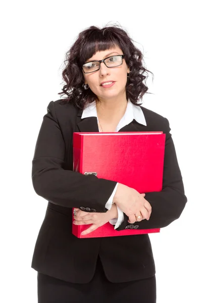 Cheerful senior business woman with folder — Stock Photo, Image