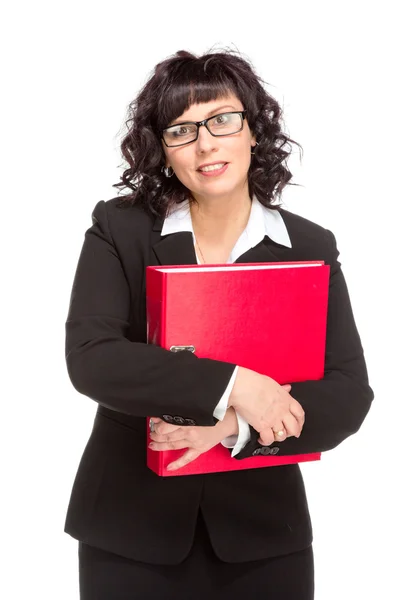 Cheerful senior business woman with folder — Stock Photo, Image